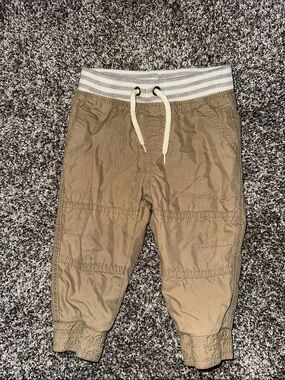 Wonderkids Tan Jogger Pants with Striped Waistband